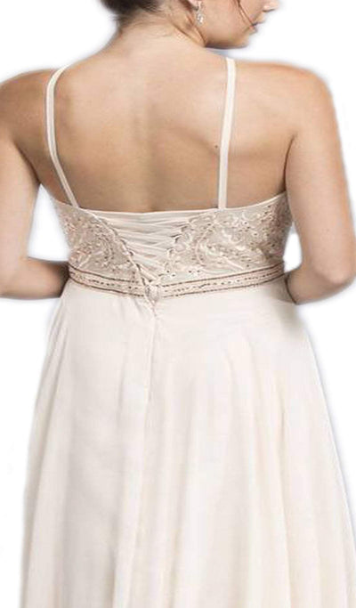 Bedazzled Illusion Halter A-line Evening Dress Evening Dresses