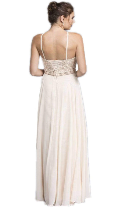 Bedazzled Illusion Halter A-line Evening Dress Evening Dresses