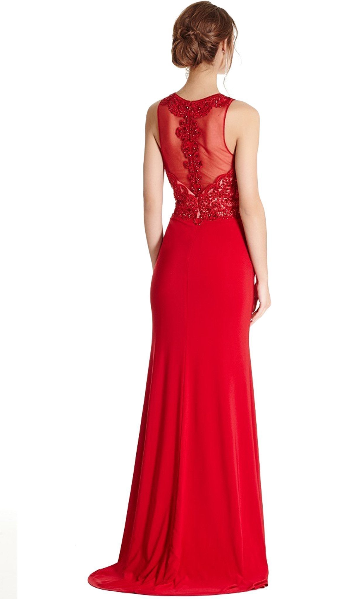 Bedazzled Jewel Neck Sheath Evening Dress Dress