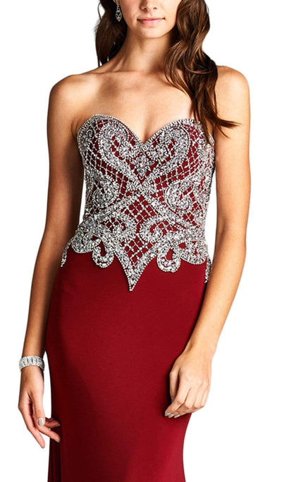 Bedazzled Strapless Sheath Evening Dress Dress