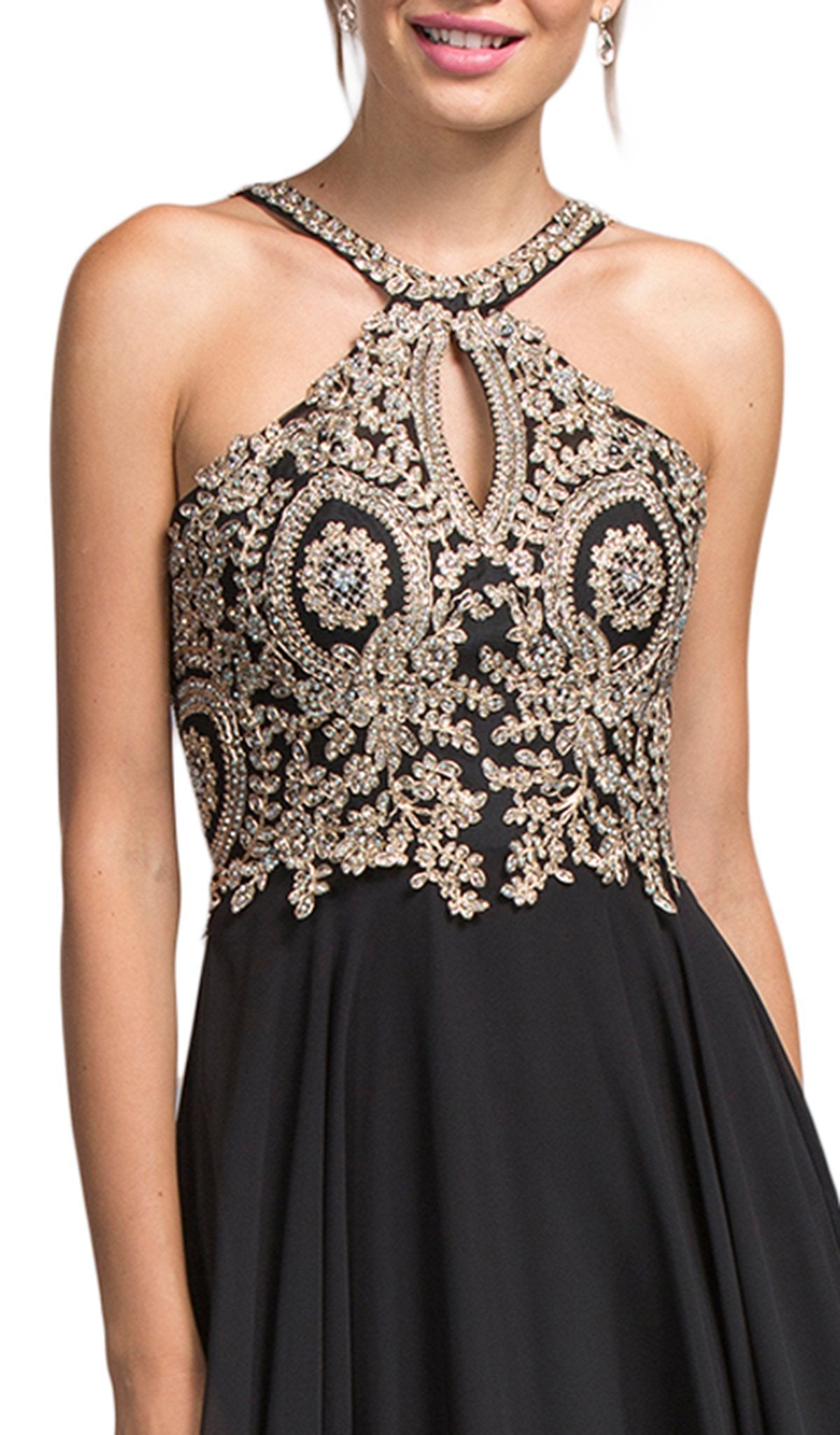 Bejeweled Halter Neck Prom A-line Dress Dress