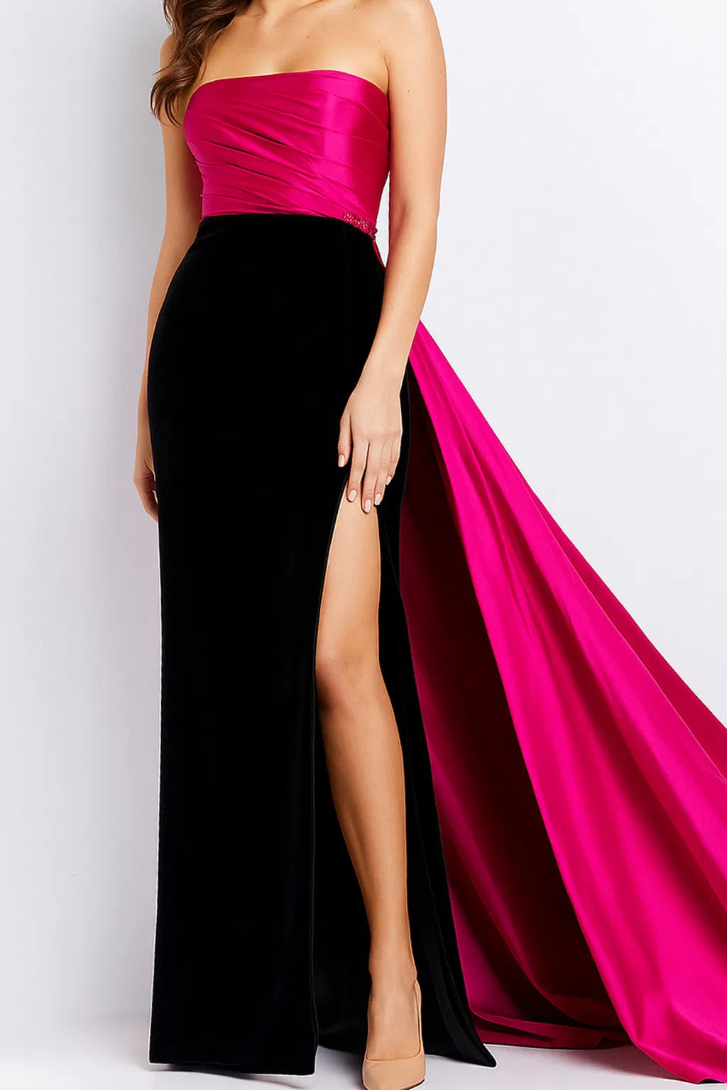 Jovani 23947 - Strapless High Slit Evening Dress