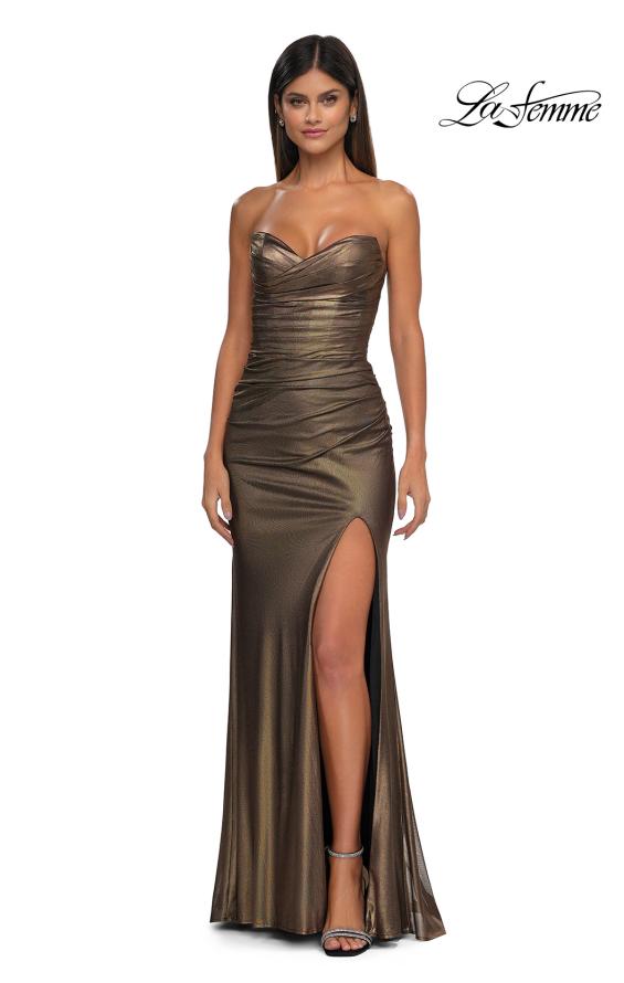 La Femme 32946 - Metallic Net Jersey Prom Gown