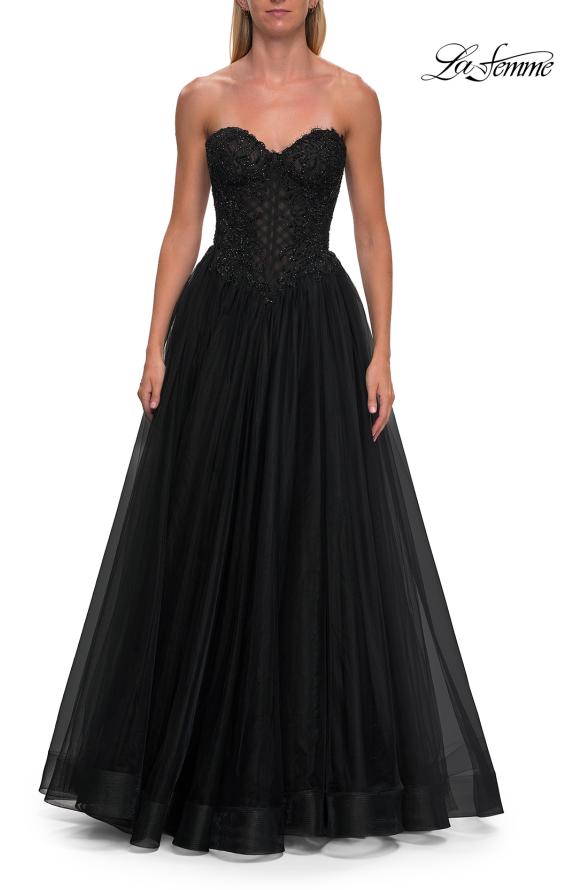 La Femme 33410 - Sweetheart Embellished Tulle Ballgown