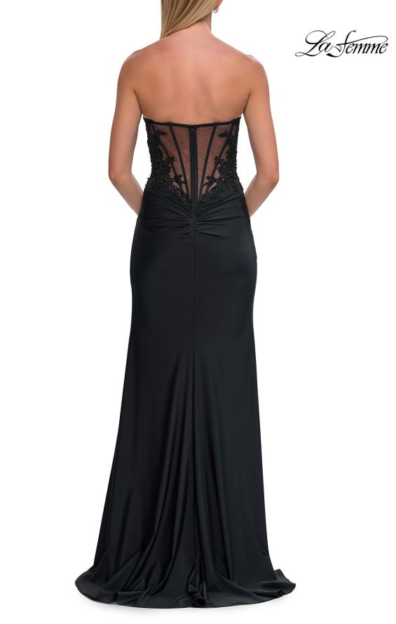 La Femme 33396 - Ruched Strapless Long Dress with Slit
