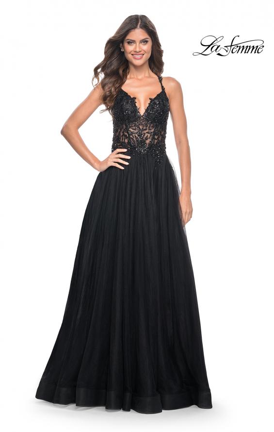 La Femme 31471 - Long Beaded/Tulle A Line Dress