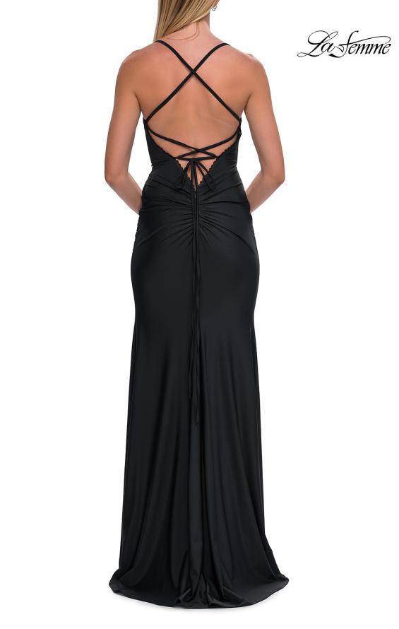 La Femme 33361 - High Slit Sweetheart Gown with Lace Trim