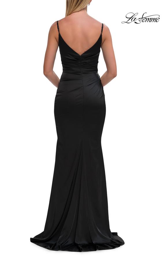 La Femme 33421 - Satin Ruched Long Prom Gown