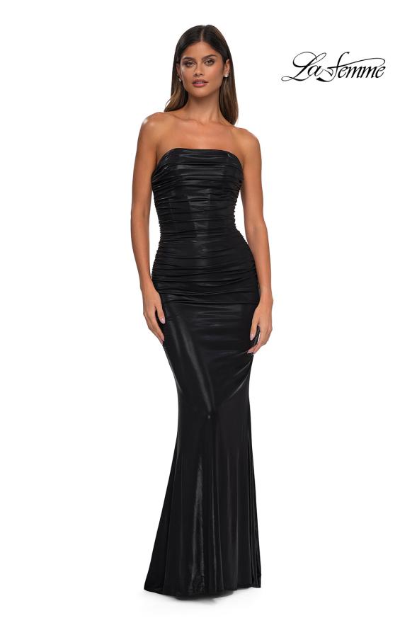 La Femme 32518 - Fitted Metallic Jersey Prom Gown