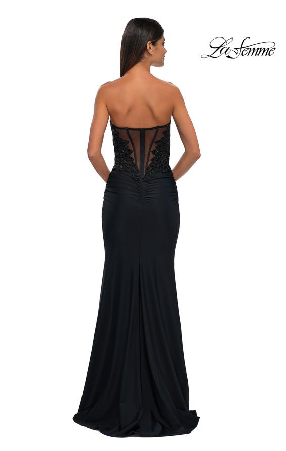 La Femme 32961 - Illusion Back Strapless Prom Gown