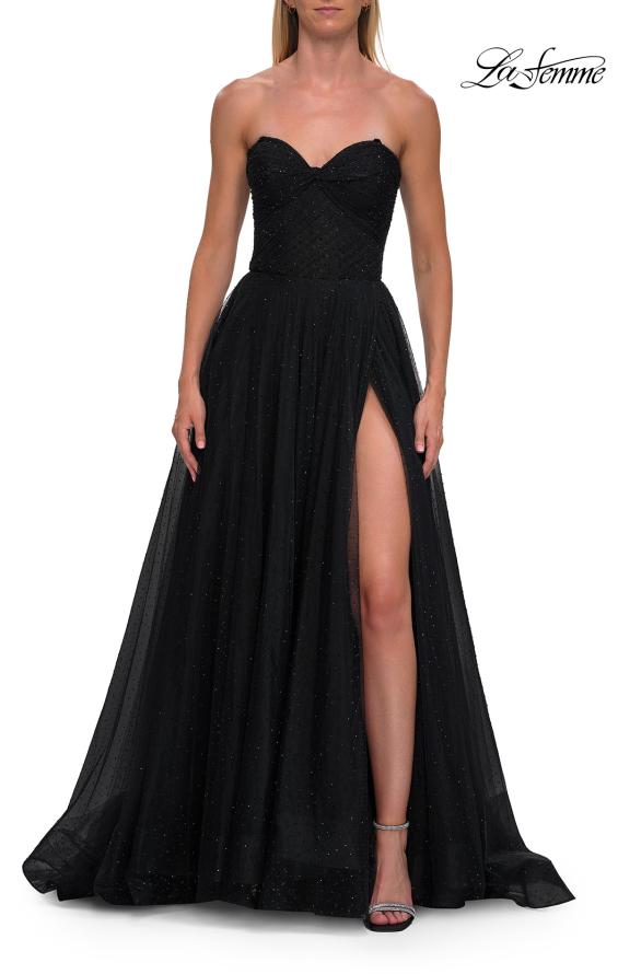 La Femme 33488 - High Slit Sweetheart Prom Dress with Beading