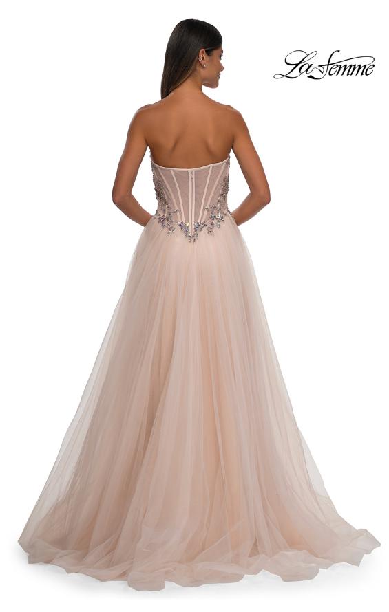 La Femme 32862 - Beaded Applique Tulle A-Line Prom Gown