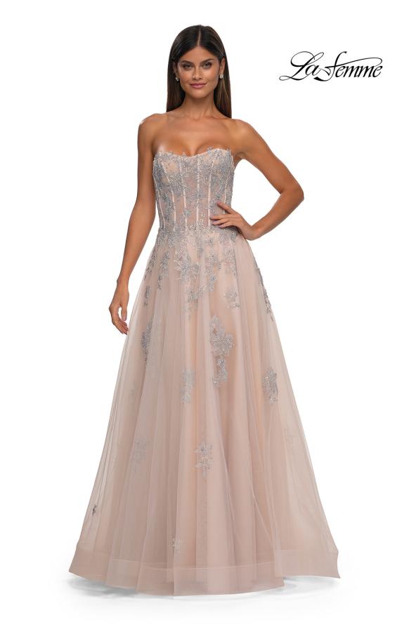La Femme 33028 - Illusion Corset Embellished Prom Gown