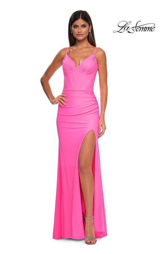 La Femme 32962 - V-Neck Corset Style Prom Gown
