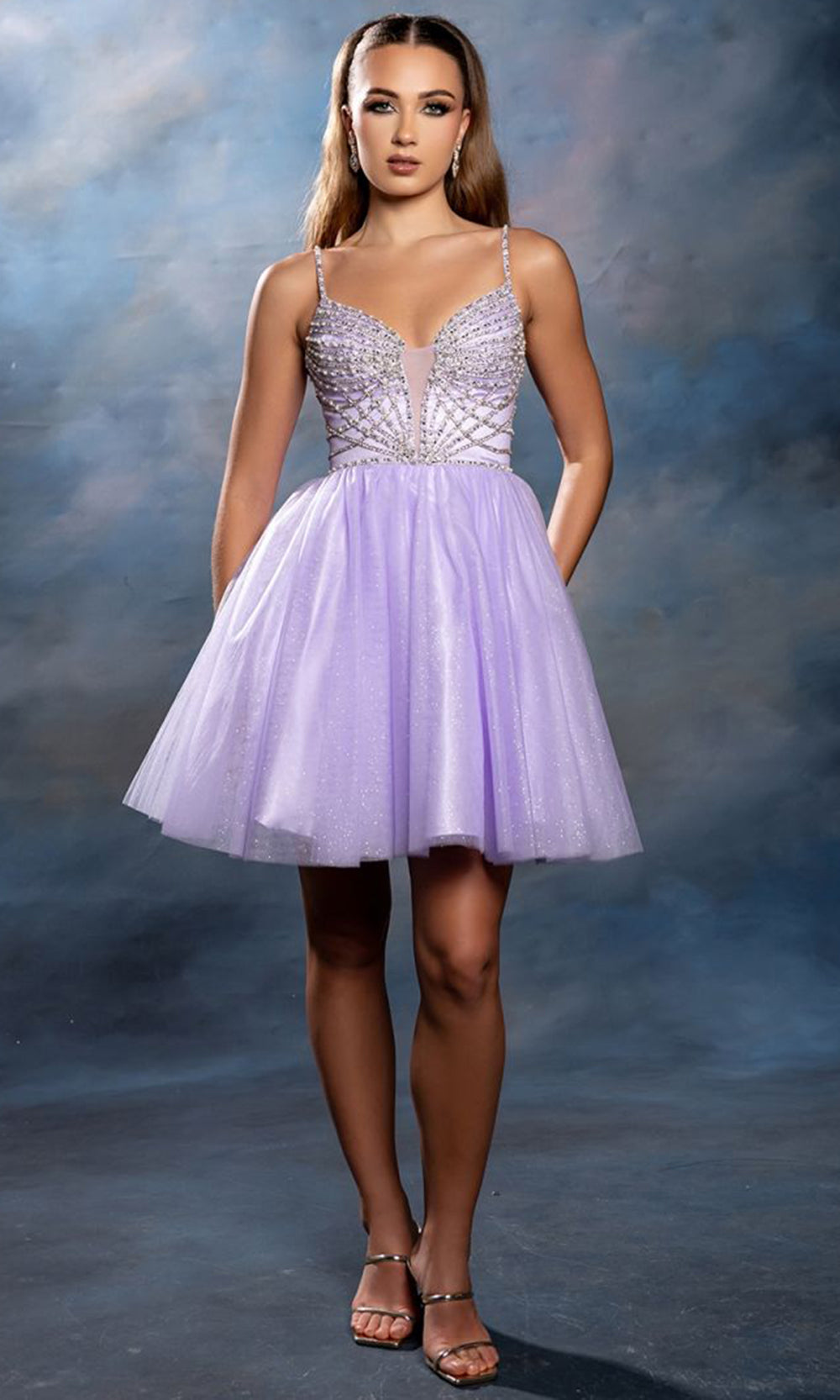 May Queen MQ2243 - Sparkling A Line Evening Dress Cocktail Dresses in Purple 
