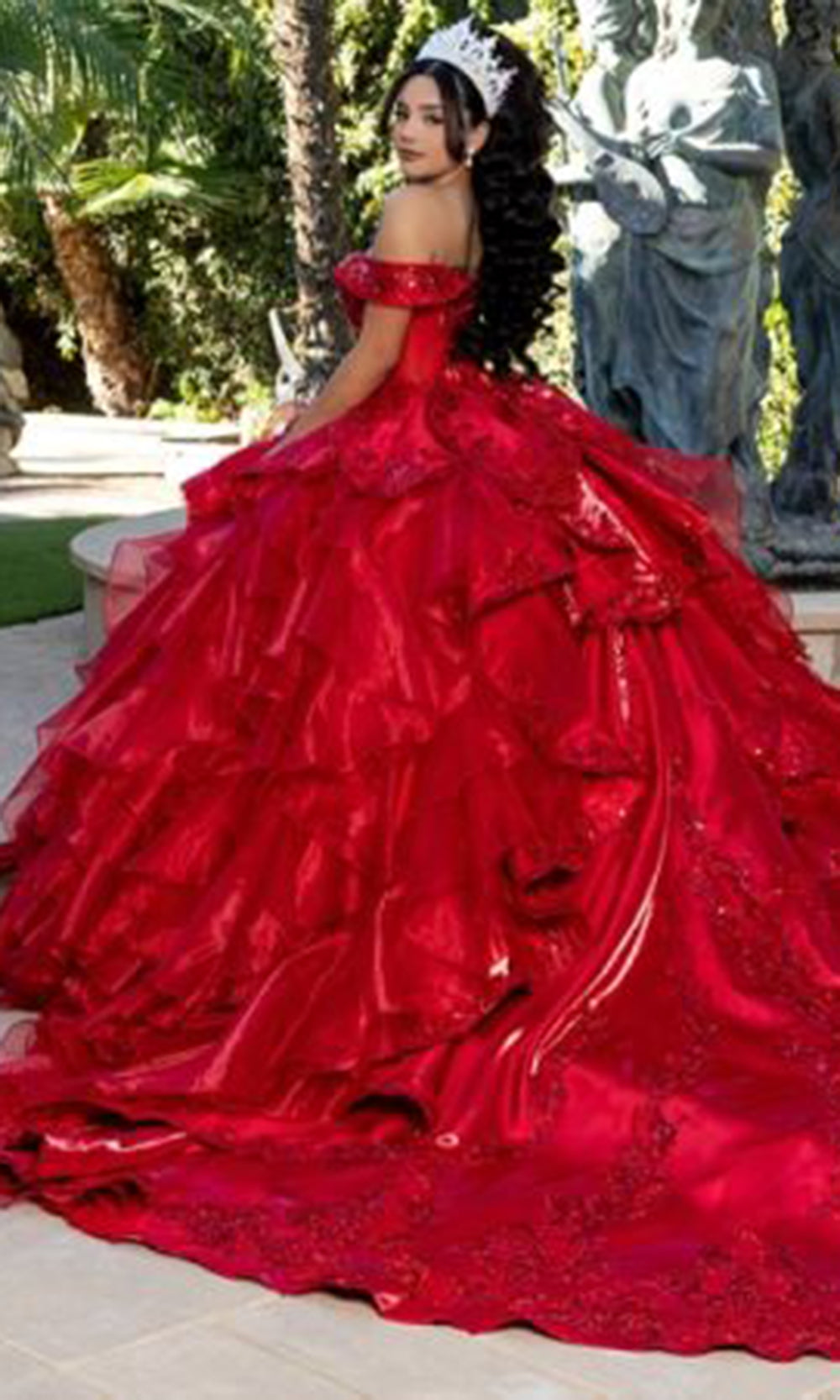 May Queen LK300 - Off Shoulder Evening Ballgown Quinceanera Dresses in Red 