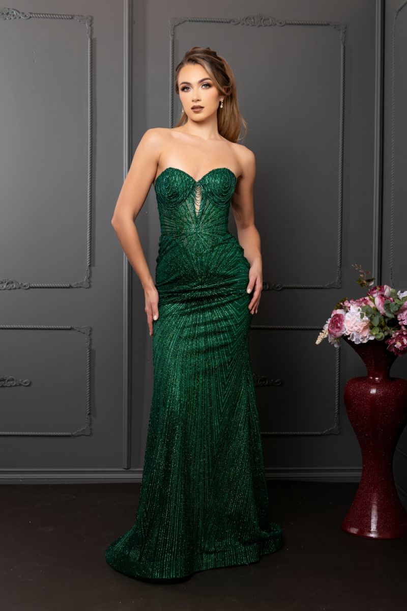 May Queen MQ2195 - Strapless Lace-Up Back Evening Gown