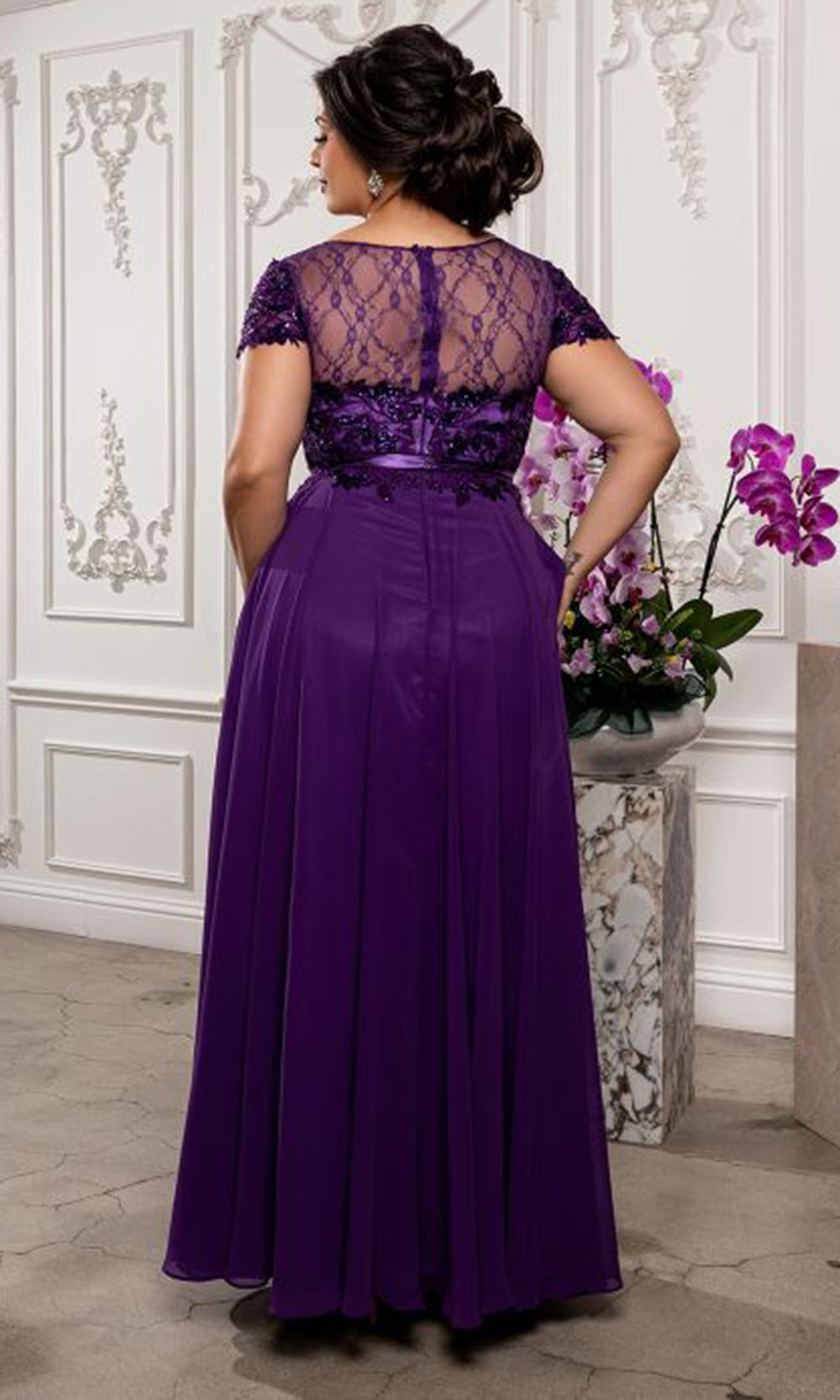 May Queen MQ2223 - Cap Sleeve Beaded Lace A-Line Gown