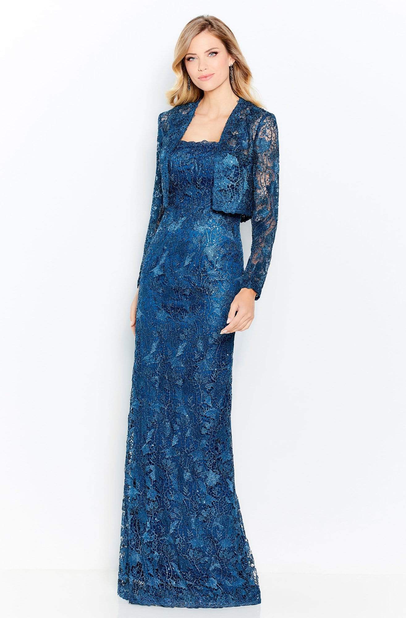 Cameron Blake by Mon Cheri - 120602 Allover Lace Sheath Dress Mother of the Bride Dresses 4 / Dark Teal