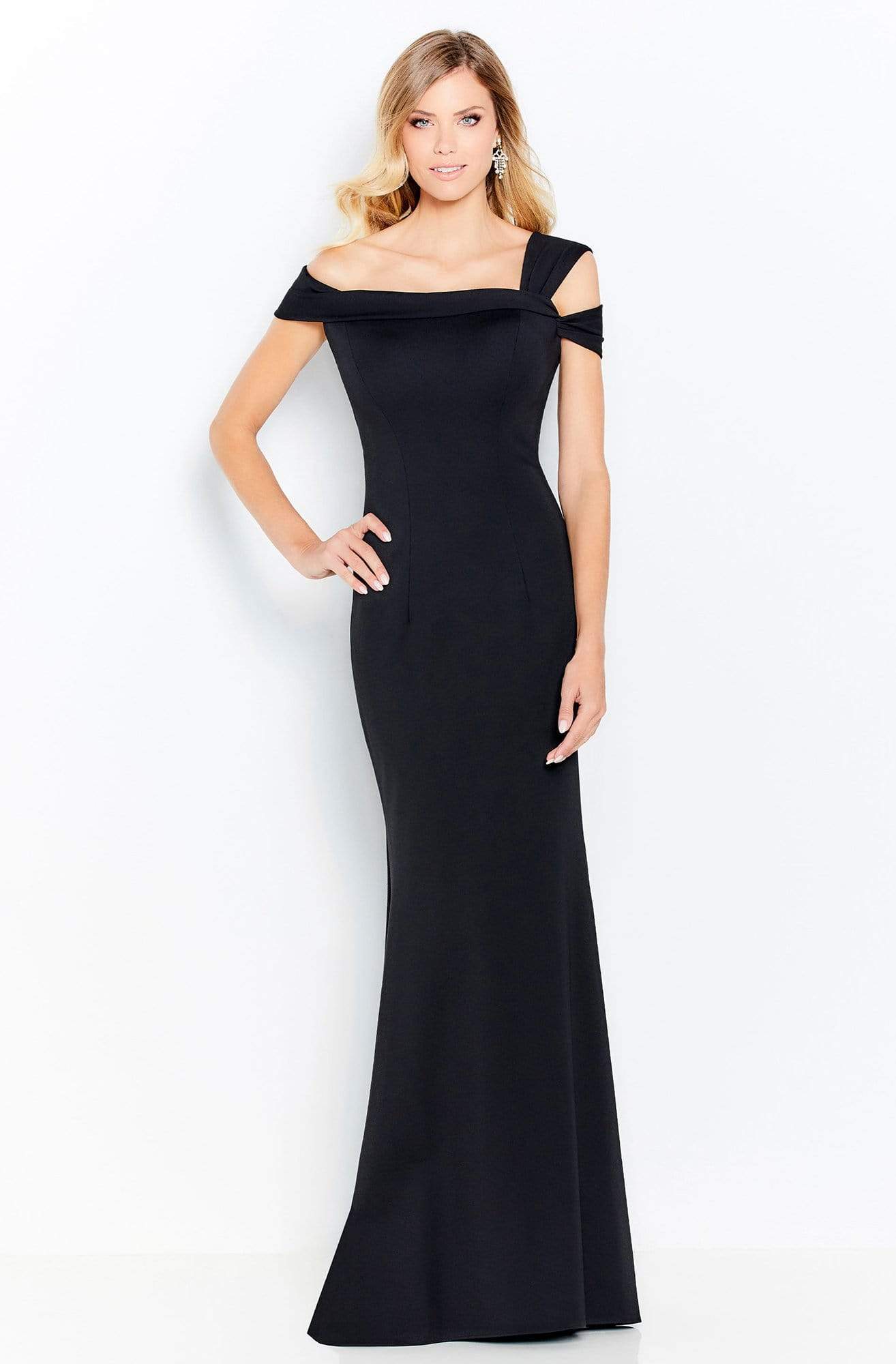 Cameron Blake by Mon Cheri - 120604 Asymmetrical Seamed Evening Dress Evening Dresses 4 / Black