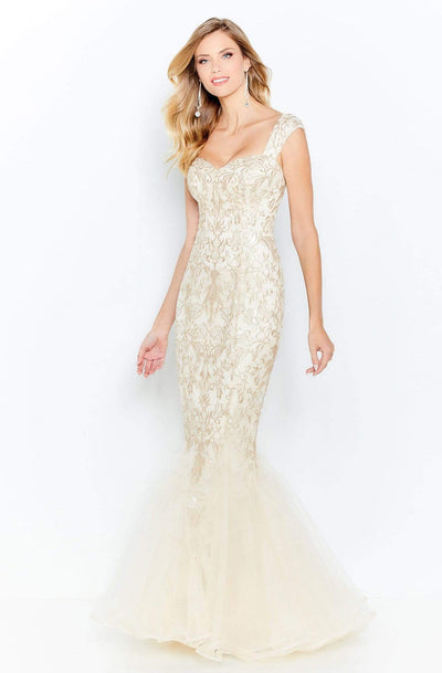 Cameron Blake by Mon Cheri - 120624 Sequined Sweetheart Mermaid Dress Evening Dresses 4 / Champagne