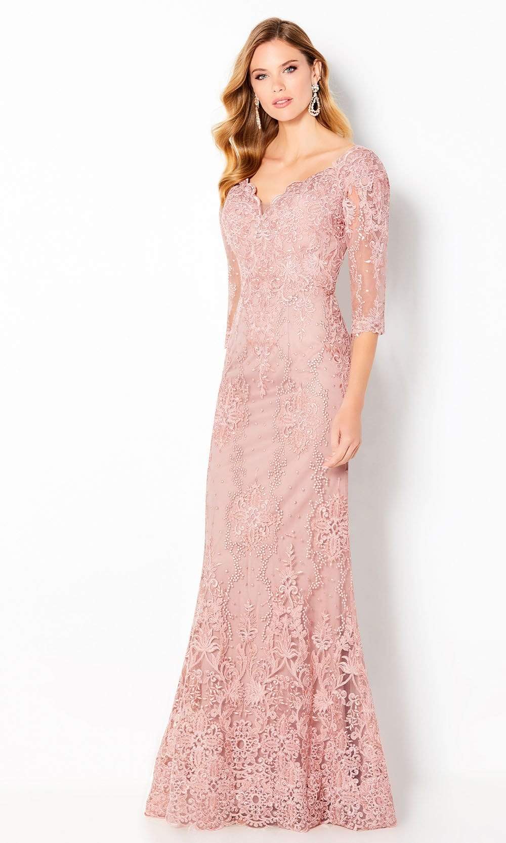 Cameron Blake by Mon Cheri - 220631 Corded Lace Mermaid Gown Evening Dresses 4 / Rose