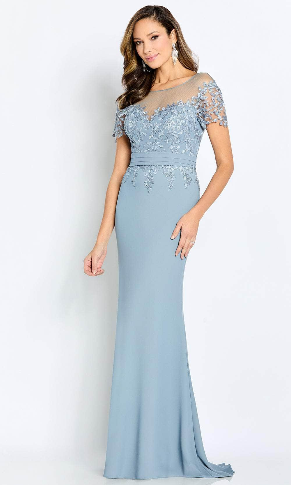 Cameron Blake CB111 - Short Sleeve Mermaid Evening Gown Evening Dresses 12 / Cloud