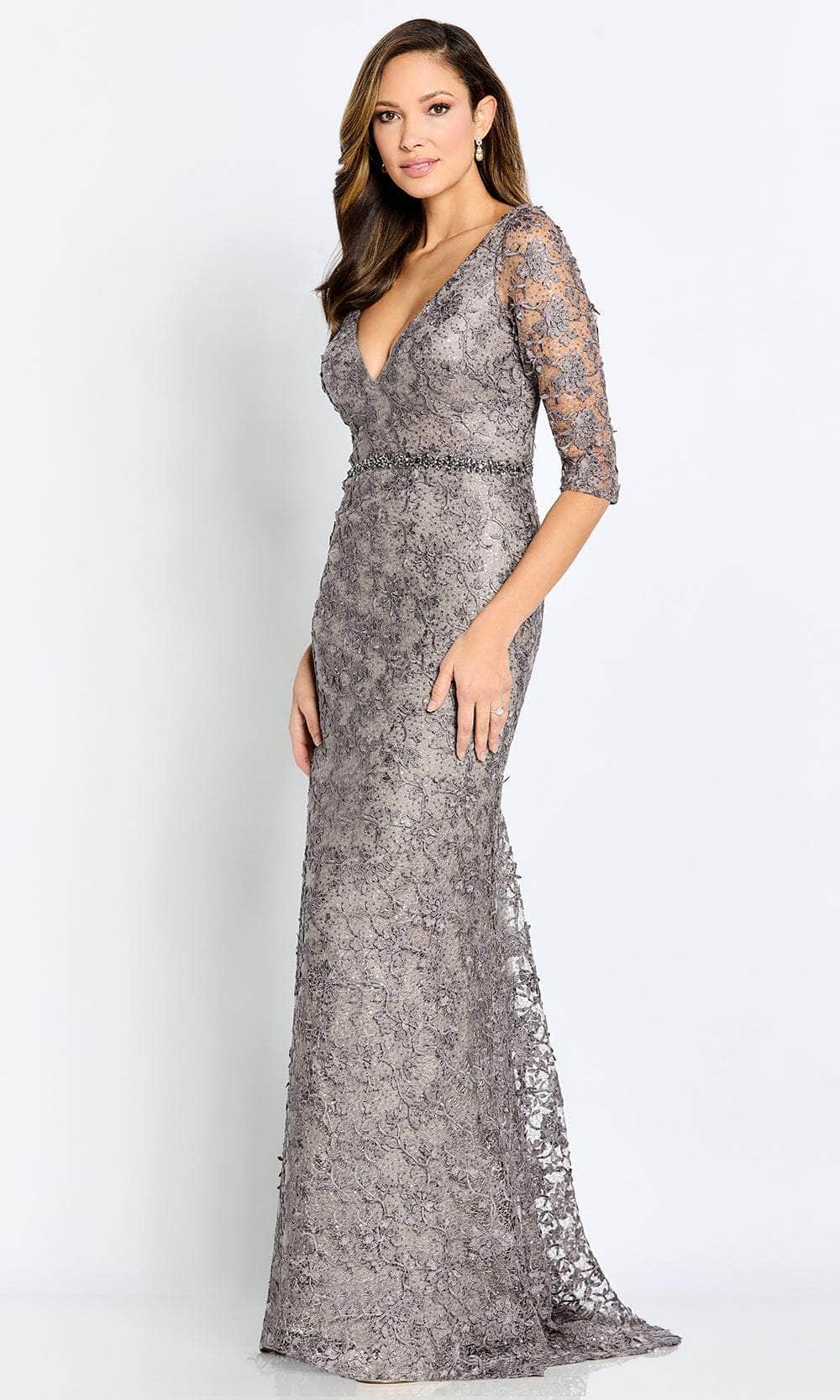 Cameron Blake CB113 - Deep V-Neck Lace Formal Gown Special Occasion Dress