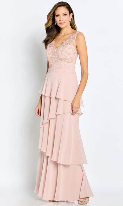 Cameron Blake CB114 - V-Neck Tiered A-Line Formal Gown Special Occasion Dress 4 / Dusk
