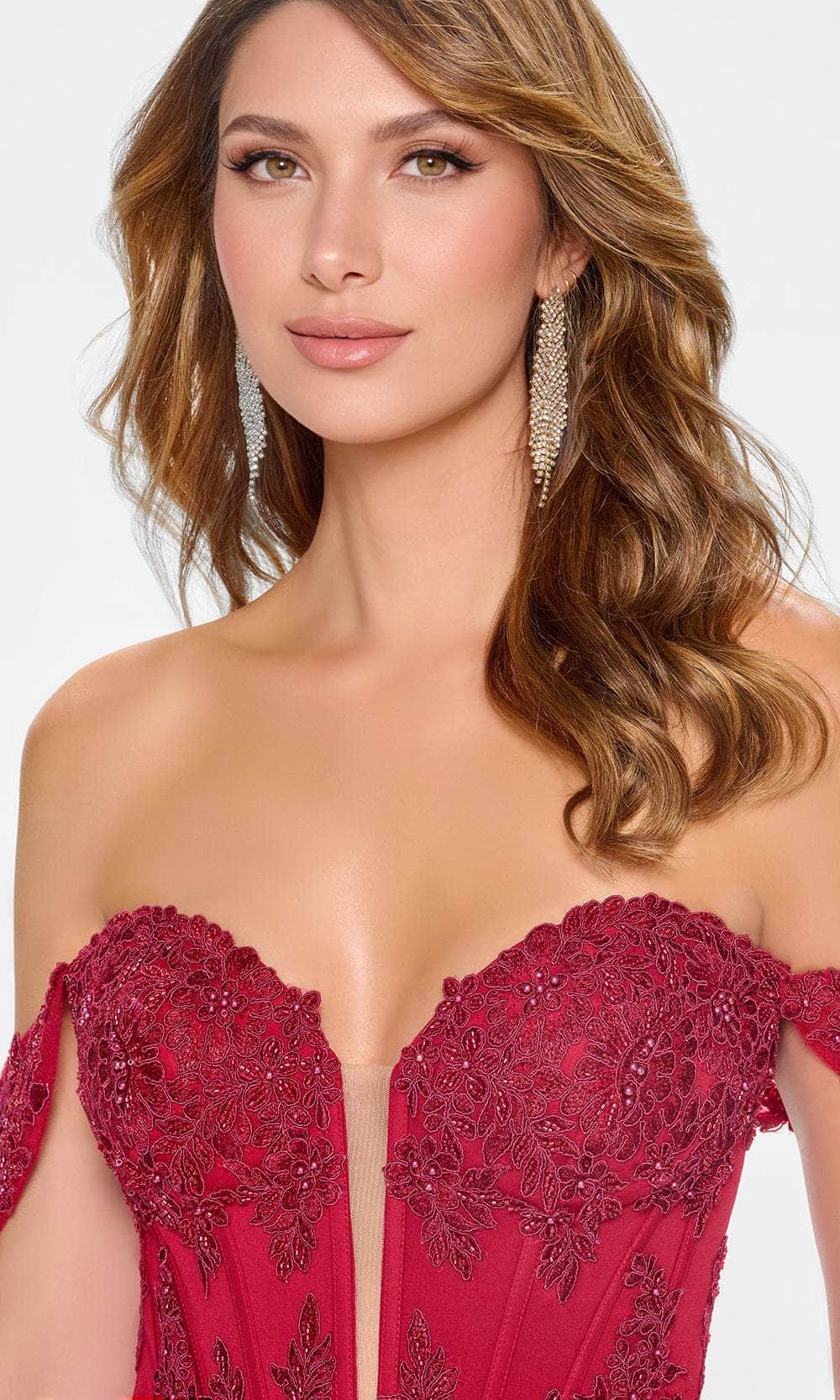 Cameron Blake CB208 - Plunging Sweetheart Appliqued Evening Gown Evening Dresses