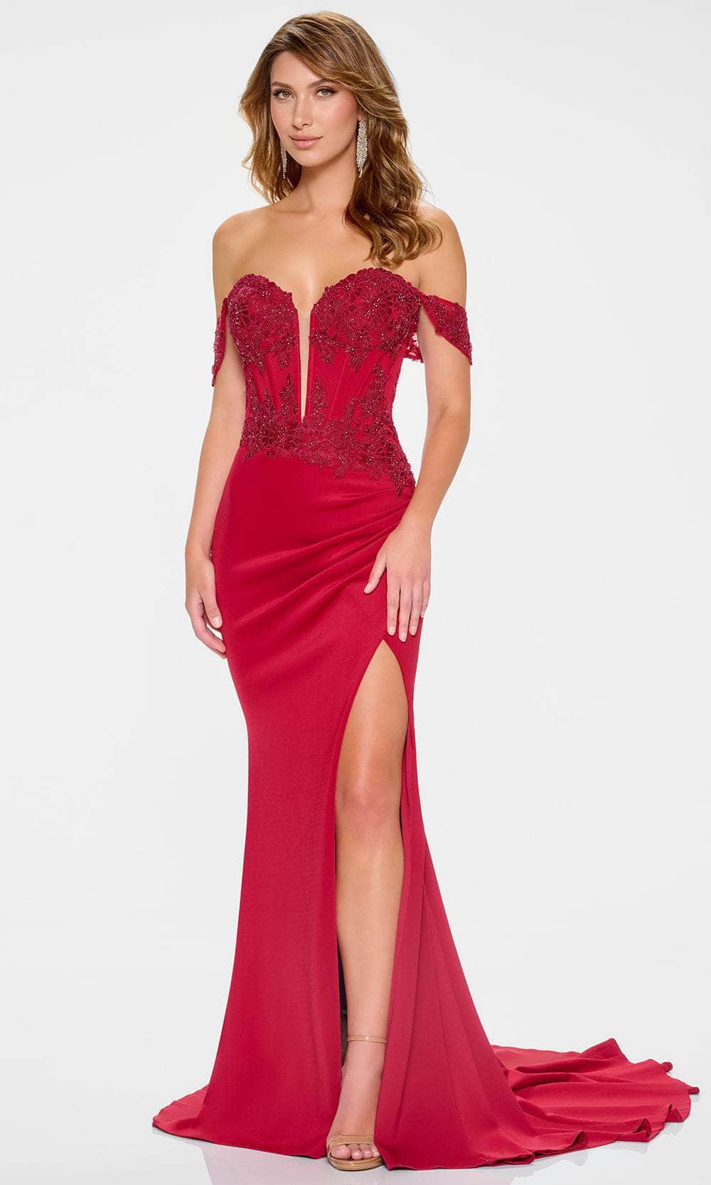 Cameron Blake CB208 - Plunging Sweetheart Appliqued Evening Gown Evening Dresses
