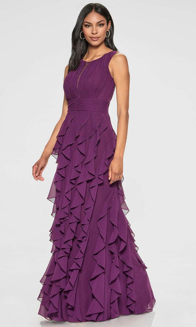 Cameron Blake CB213 - Jewel Neckline Ruffle Formal Gown Mother of the Bride Dresses