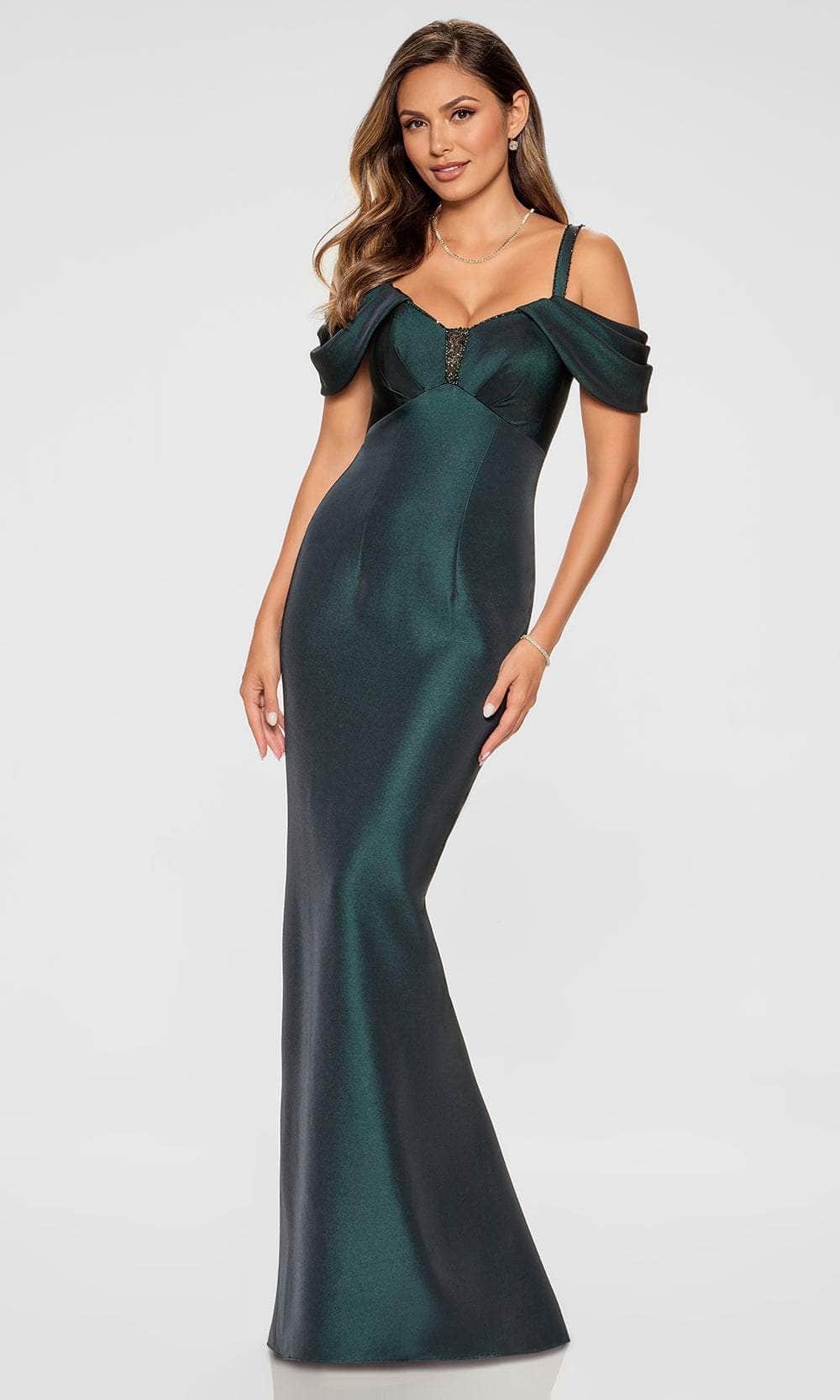 Cameron Blake CB214 Fitted Long Formal Beaded Evening Dress - Evergreen / 14 Cameron Blake CB214 Fitted Long Formal Beaded Evening Dress - Evergreen / 14