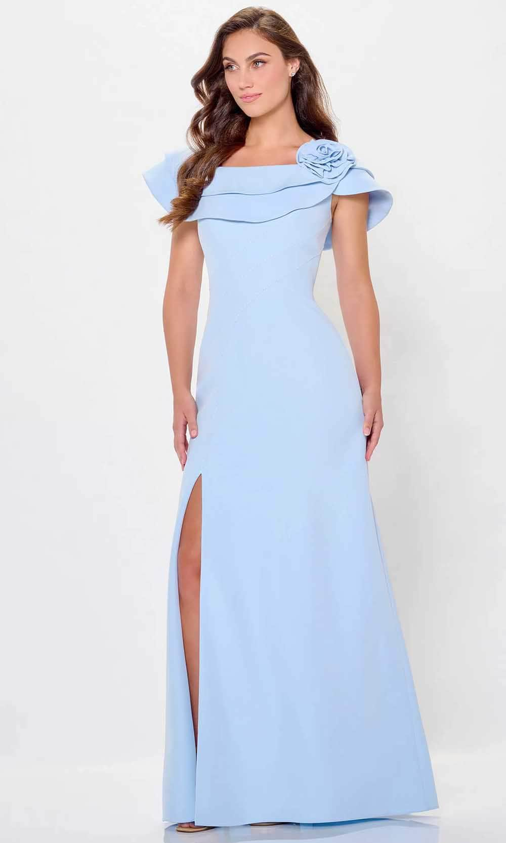 Cameron Blake CB3231 - Rosette Off Shoulder Evening Dress Special Occasion Dresses 4 / Light Blue