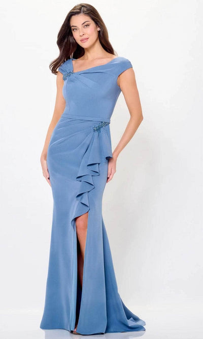 Cameron Blake CB3232 - Asymmetrical Neck Evening Dress Special Occasion Dresses 4 / Wedgewood