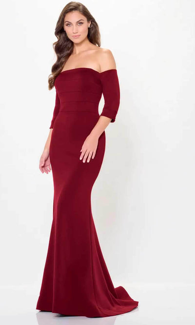 Cameron Blake CB3233 - Quarter Sleeve Evening Gown Special Occasion Dresses 4 / Bordeaux