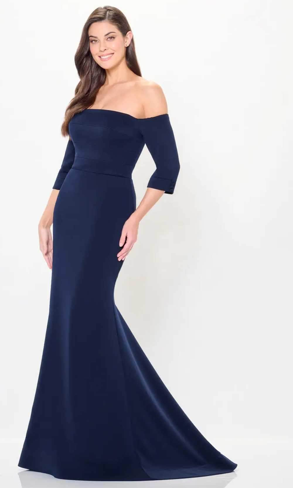 Cameron Blake CB3233 - Quarter Sleeve Evening Gown Special Occasion Dresses 4 / Navy