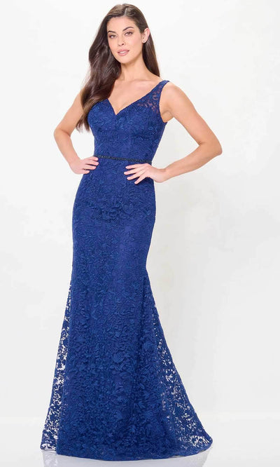 Cameron Blake CB3238 - Lace V-Neck Evening Dress Special Occasion Dresses 4 / Blue Willow