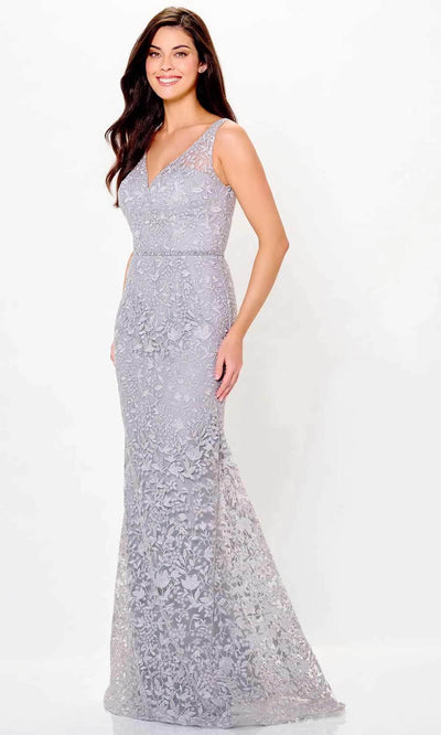 Cameron Blake CB3238 - Lace V-Neck Evening Dress Special Occasion Dresses 4 / Platinum