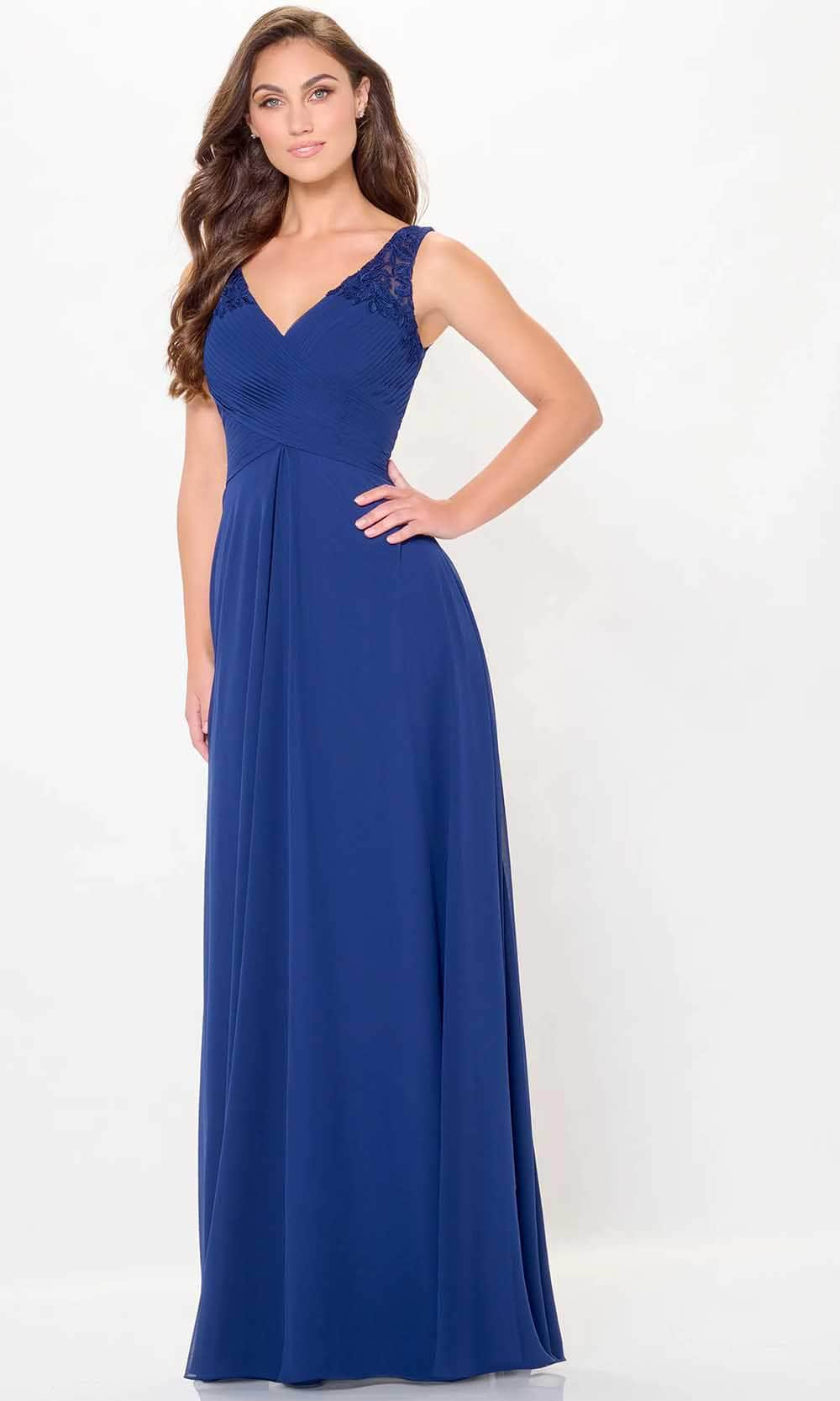 Cameron Blake CB3239 - Applique Chiffon Evening Dress Special Occasion Dresses 4 / Blue Willow