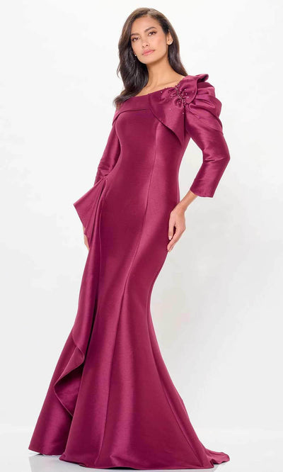 Cameron Blake CB3243 - Ruffled Bow Evening Dress Special Occasion Dresses 4 / Aubergine