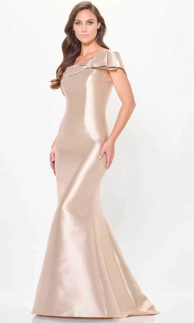 Cameron Blake CB3247 - Bow Detailed Mikado Evening Dress Special Occasion Dresses 4 / Champagne