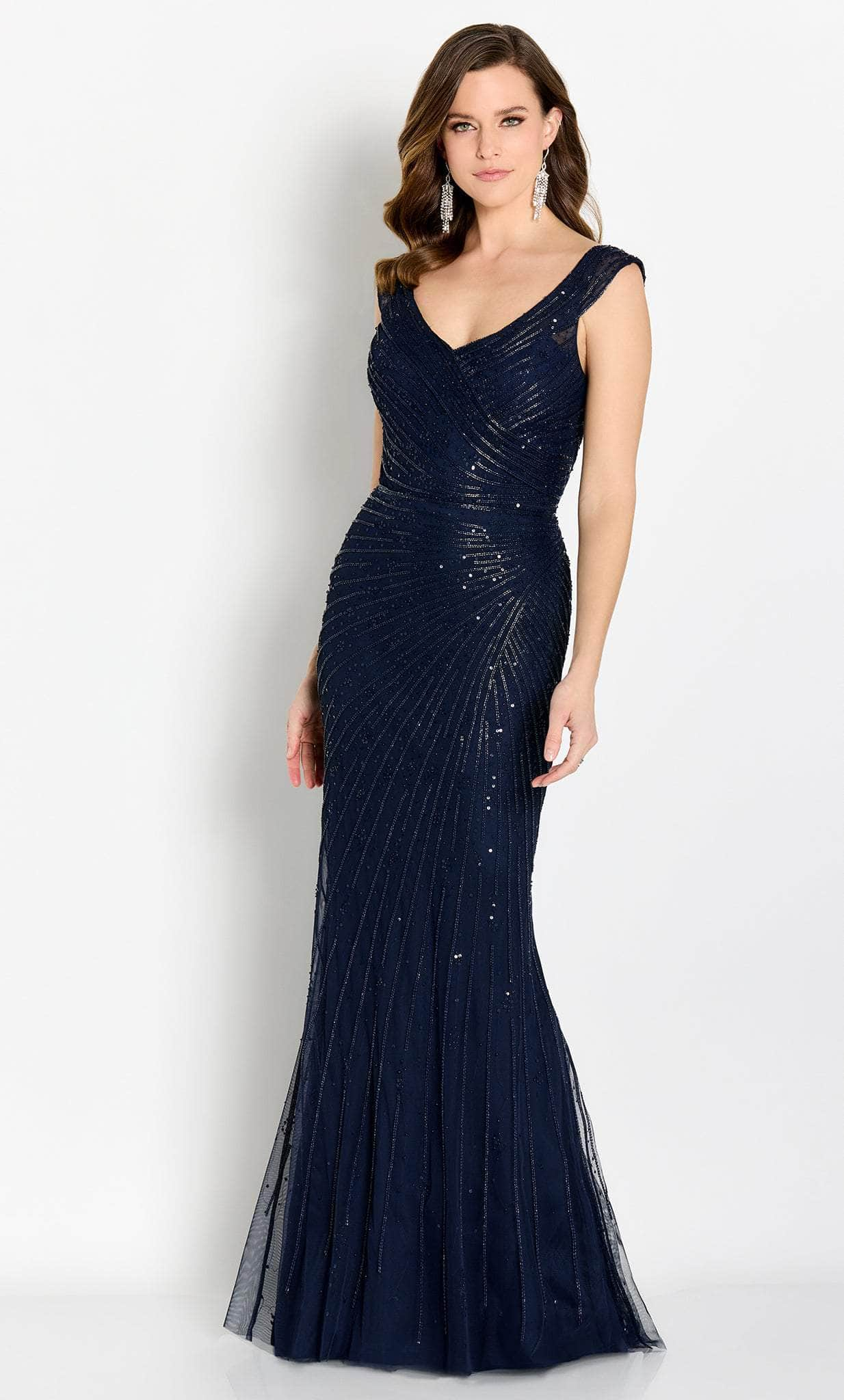 Cameron Blake CB755 - Sequin Embellished V-Neck Formal Dress Special Occasion Dresses