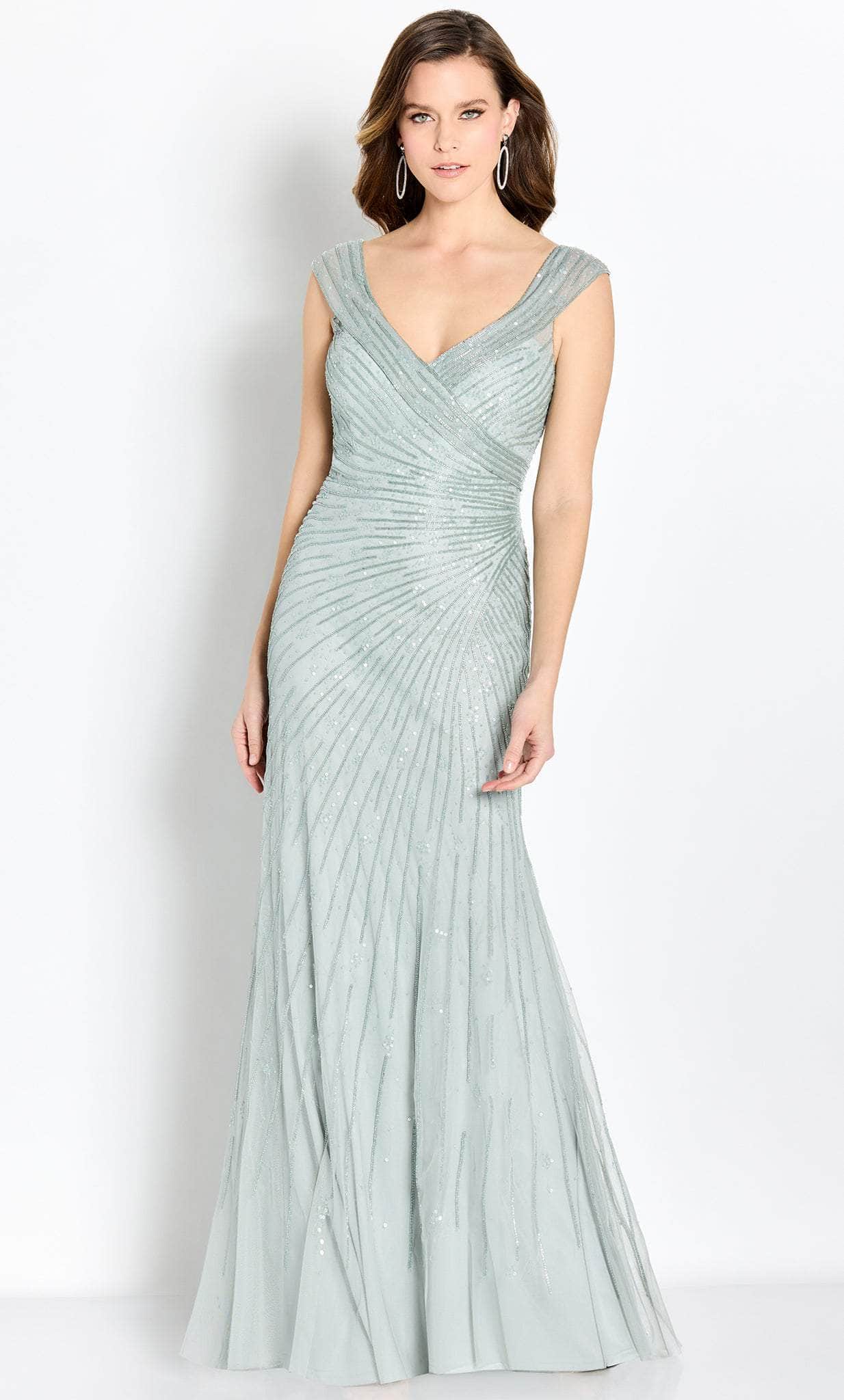 Cameron Blake CB755 - Sequin Embellished V-Neck Formal Dress Special Occasion Dresses