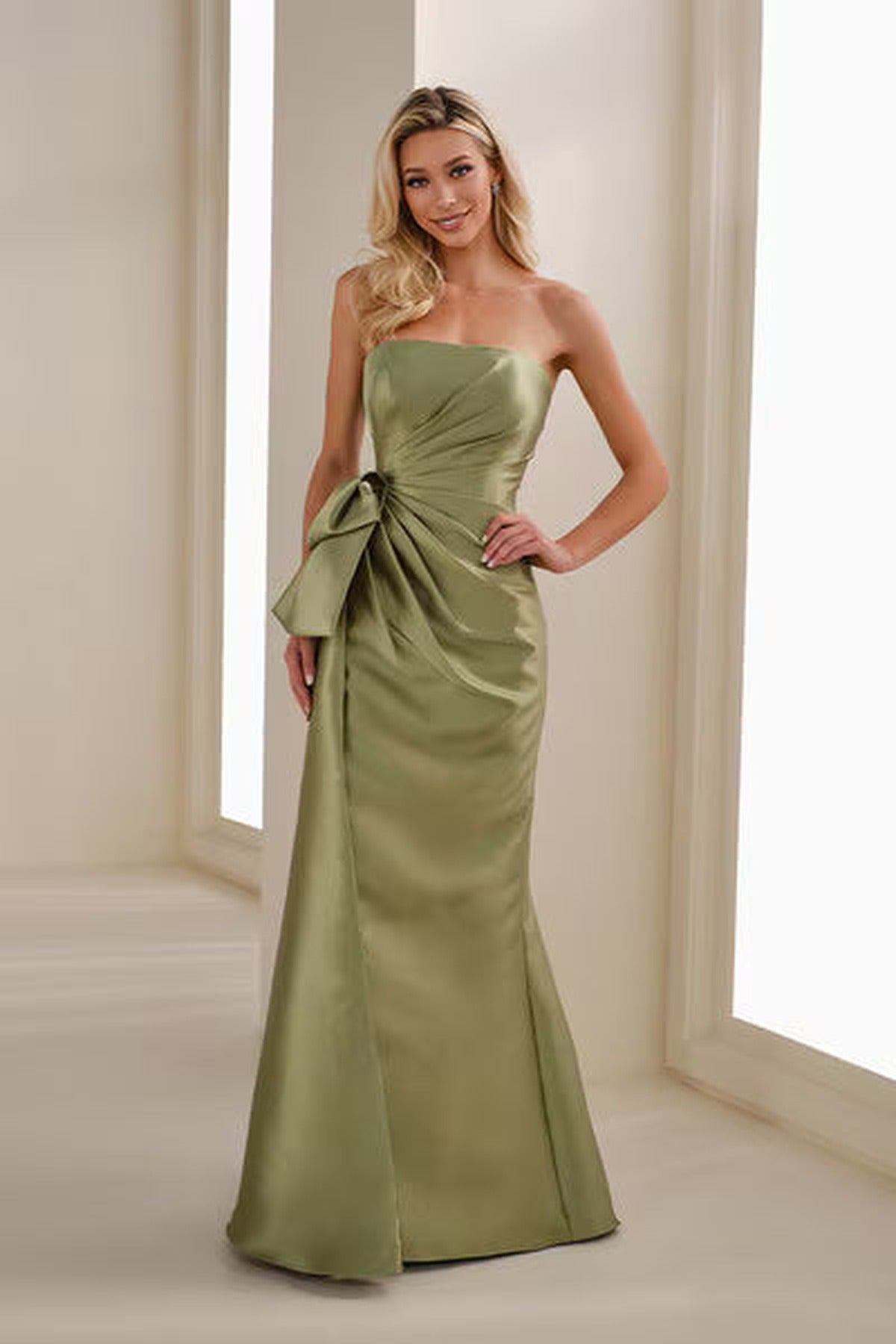 Cameron Blake CB909 Ruched Strapless Mermaid Gown with Slit