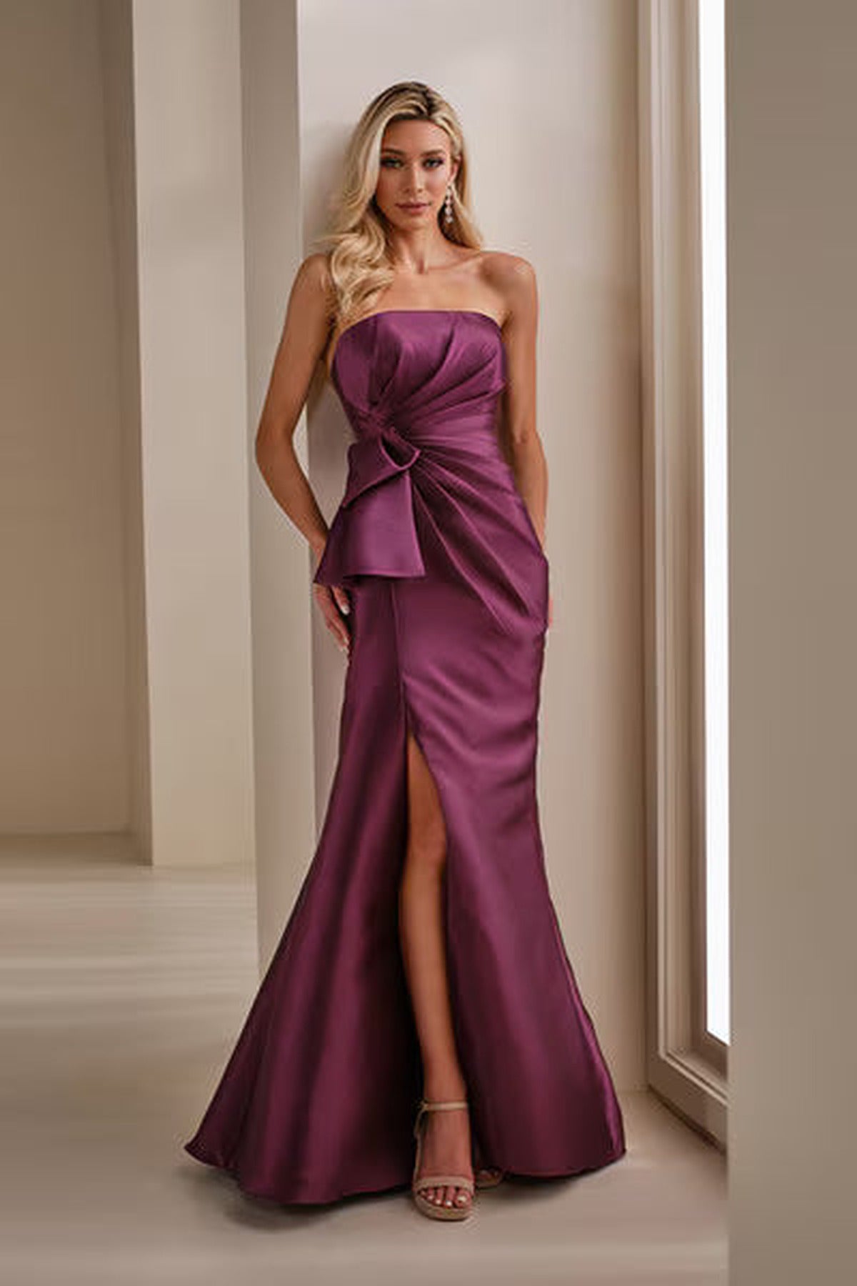 Cameron Blake CB909 Ruched Strapless Mermaid Gown with Slit