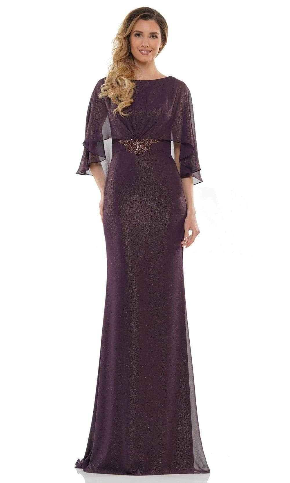 Cape Style Sheath Evening Gown MV1130 Mother of the Bride Dresses 4 / Eggplant