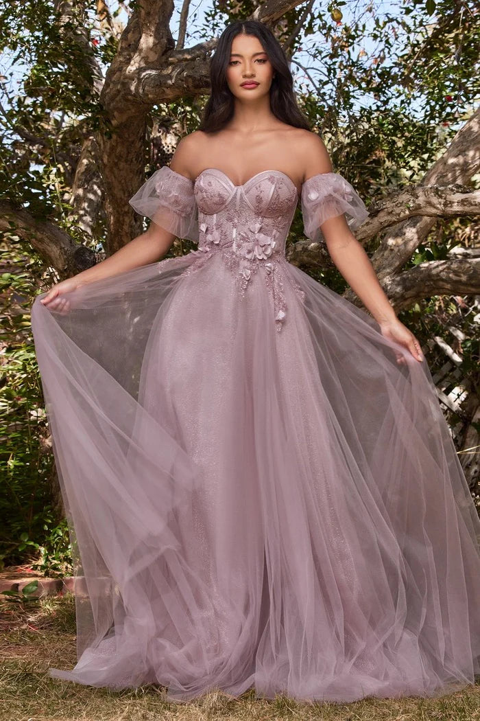 Ladivine CB080 - Off Shoulder Floral Ball Gown