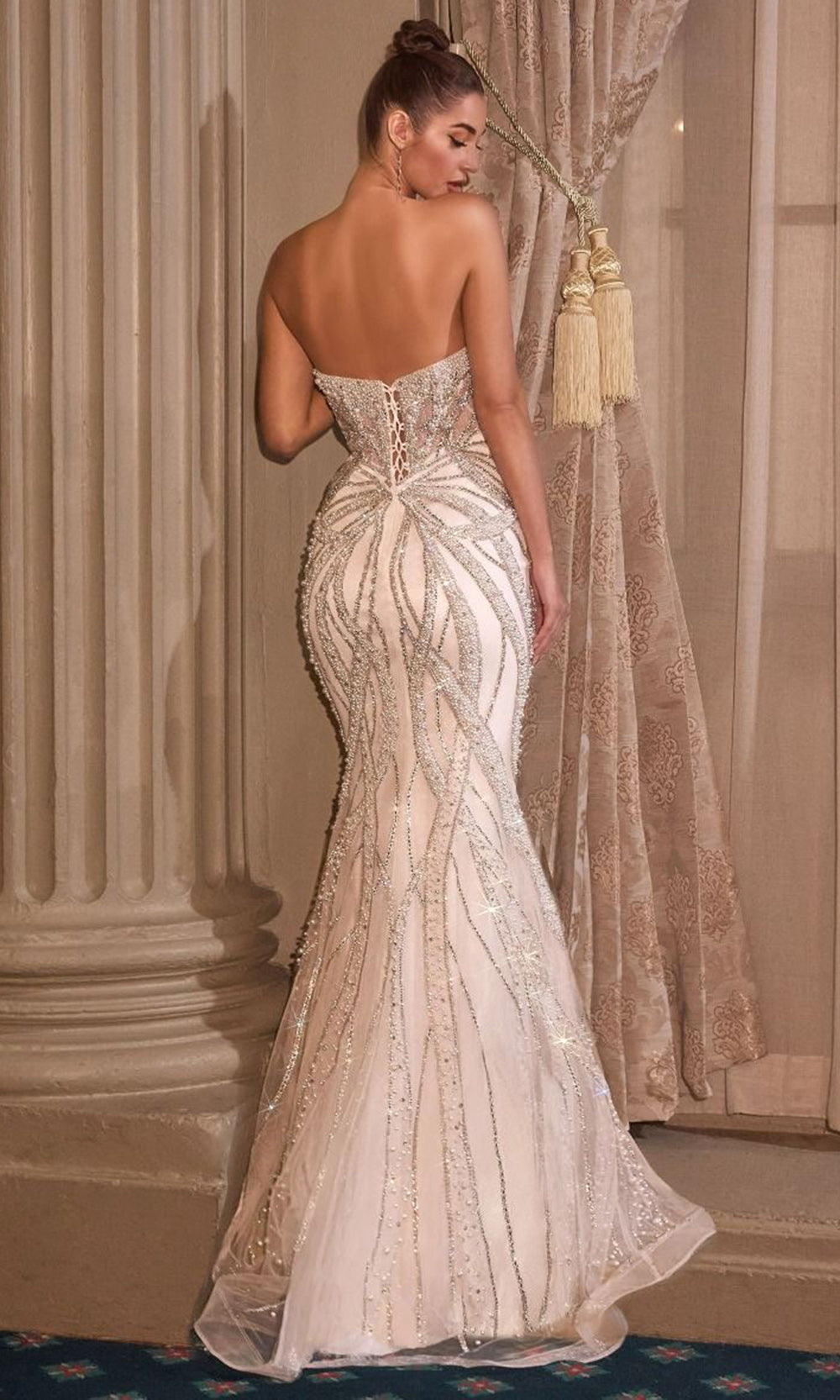 Ladivine Bridal CC0688W - Fitted Strapless Lace-Up Back Gown