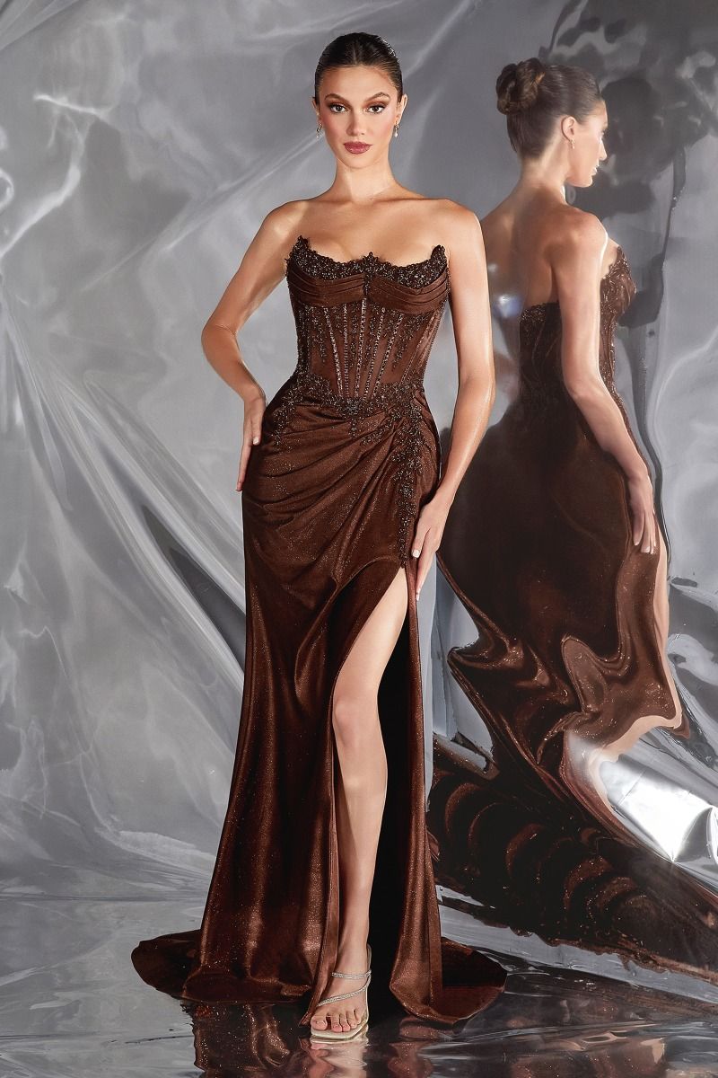 Ladivine CC463 - Beaded Inverted Sweetheart Prom Dress